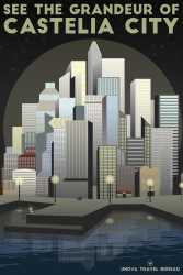 A travel poster inviting you to come see the city.