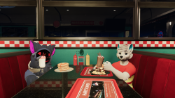 Me and my boyfriend on a dinner date, we look at the camera with our drinks.